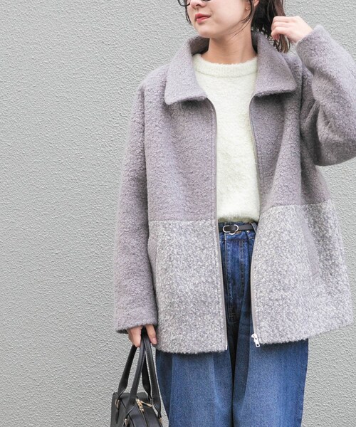 ITEMS URBANRESEARCH(アイテムズ アーバンリサーチ)の「ボア切替ジャケット(テーラードジャケット・レディース・L.BEG/GRY・Free)」の8枚目の写真