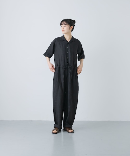 かぐれ（カグレ）の「リネンハーフスリーブオールインワン（サロペット/オーバーオール・レディース・BLACK/GREGE/CHARCOAL・FREE）」の17枚目の写真