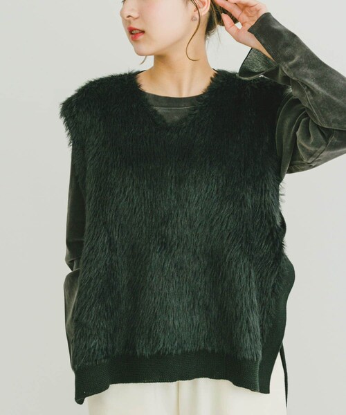 ITEMS URBANRESEARCH（アイテムズ アーバンリサーチ）の「フロントシャギーベスト（ベスト・レディース・L.BEG/BLK/BEG・FREE）」の6枚目の写真