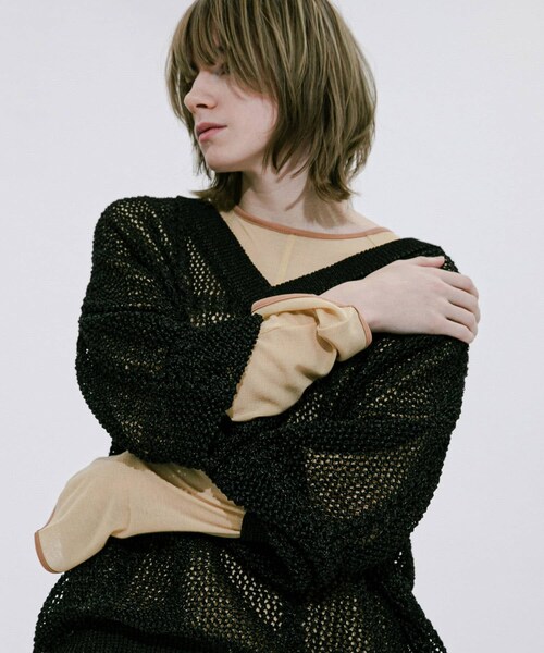 LAATO（ラート）の「piping sheer tee（Tシャツ/カットソー・レディース・ラテ/ネズミ/ハニー・FREE）」の5枚目の写真