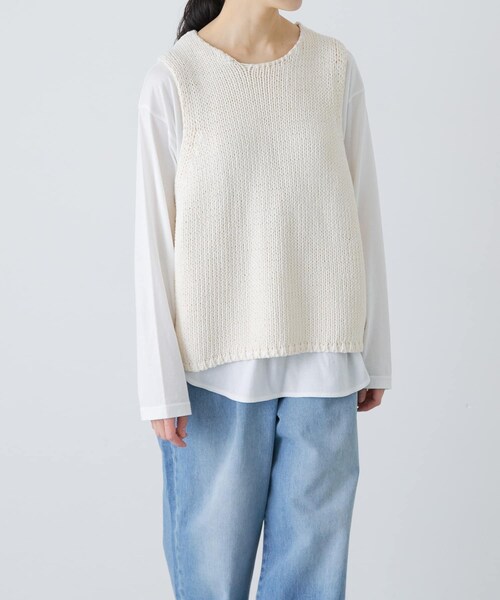 かぐれ（カグレ）の「コットンローゲージニットベスト（ベスト・レディース・IVORY・Free）」の7枚目の写真