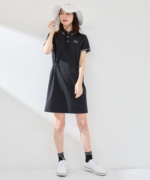 ROPE'(ロペ)の「【撥水】【ストレッチ】シアサッカードロストポロワンピース(ワンピース・レディース・ブラック/ブラック系・L/M/S)」の8枚目の写真
