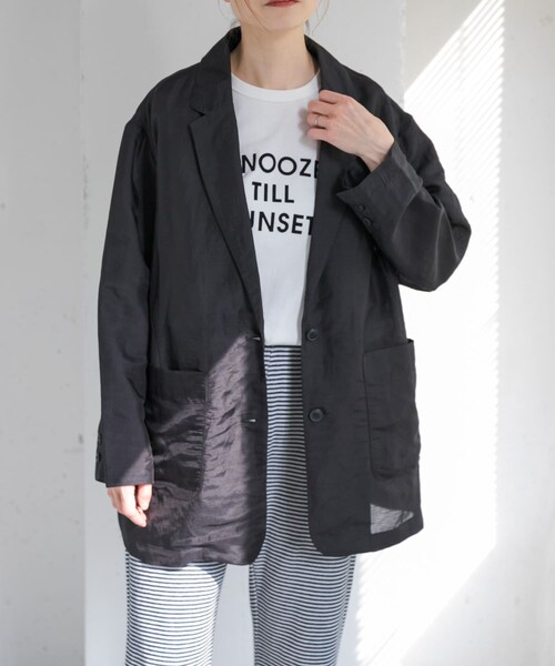 URBAN RESEARCH DOORS（アーバンリサーチドアーズ）の「FORK&SPOON　ラミーブレンドビッグジャケット（テーラードジャケット・レディース・BLACK/BEIGE・1）」の6枚目の写真