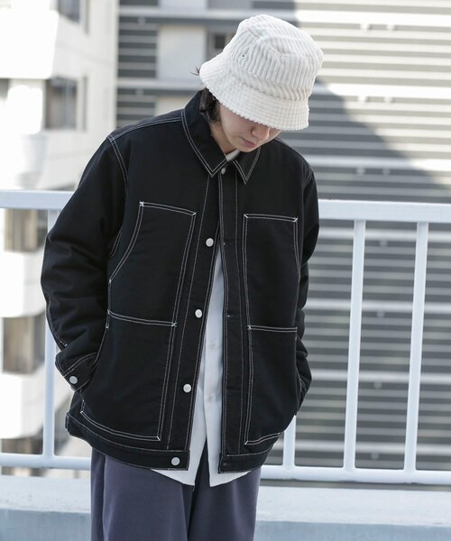 SENSE OF PLACE by URBAN RESEARCH(センスオブプレイスバイアーバンリサーチ)の「carhartt DOUBLE FRONT JACKET(カバーオール・メンズ・BEIGE/BLACK・M/L)」の5枚目の写真