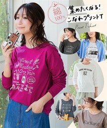 nissen | 綿１００％長袖プリントTシャツ（ＵＶカット）＜大きいサイズ有＞(Tシャツ/カットソー)