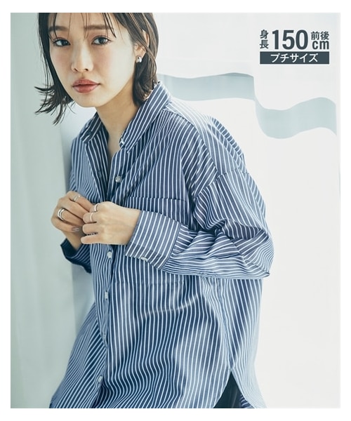 nissen（ニッセン）の「小さいサイズ　さらっと羽織れるロングシャツ　低身長さん・小柄女性（シャツ/ブラウス・レディース・ピンク×ブルー/ネイビー/オレンジ/ベージュ・PSS/PS/PM/PL）」の5枚目の写真