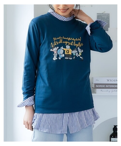nissen（ニッセン）の「大きいサイズ　ドラえもん長袖Ｔシャツ（Tシャツ/カットソー・レディース・オフホワイト/インクブルー/ブラウン/ミント・L/LL/3L/4L/5L）」の14枚目の写真