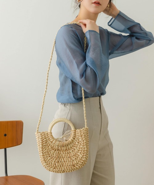 RODE SKO（ロデスコ）の「ミニラウンドハンドルカゴバッグ（かごバッグ・レディース・GRAY MIX/BEIGE MIX/NATURAL・one）」の2枚目の写真