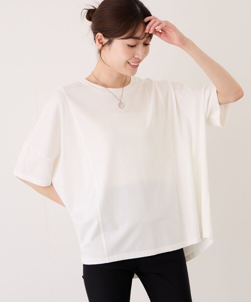 Jayro(ジャイロ)の「クリアクールワイドシルエットプルオーバー(Tシャツ/カットソー・レディース・ブラック/ホワイト系/ブルー・F)」の1枚目の写真