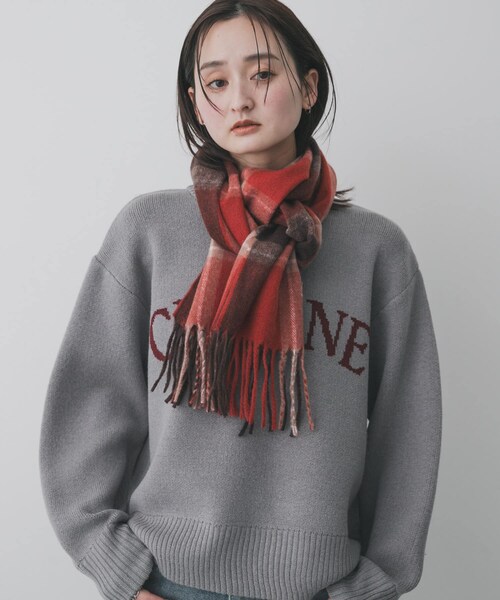 SENSE OF PLACE by URBAN RESEARCH(センスオブプレイスバイアーバンリサーチ)の「チェックフリンジストール(マフラー・レディース・BLK×GRY/BRN×BEG/RED×BRN・One)」の21枚目の写真