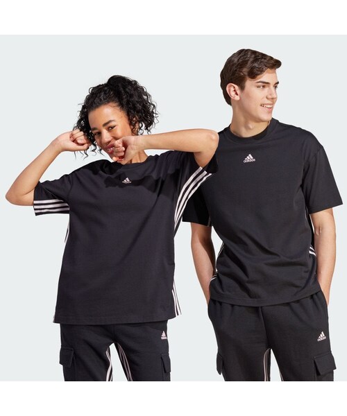 adidas（アディダス）の「ダンス スリーストライプス コットン半袖Tシャツ（トップス・レディース・ブラック・S/2XL/3XL/XL/M/L/XS）」の2枚目の写真