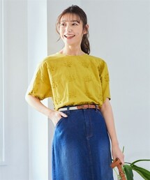 nissen | 大きいサイズゆるシルエットレース切替プルオーバー(Tシャツ/カットソー)