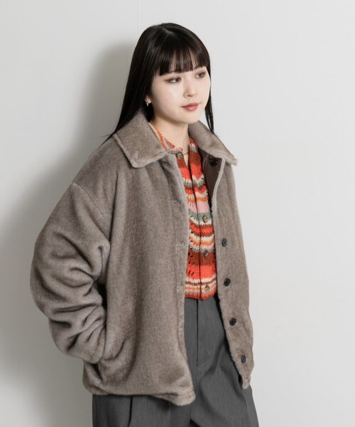 THE GOODLAND MARKET（ザグッドランドマーケット）の「&her　Reversible Fur Blouson（テーラードジャケット・レディース・BLACK/BROWN・Free）」の20枚目の写真