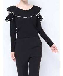 MERCURYDUO | オープンショルダーラッフルニット(ニット/セーター)