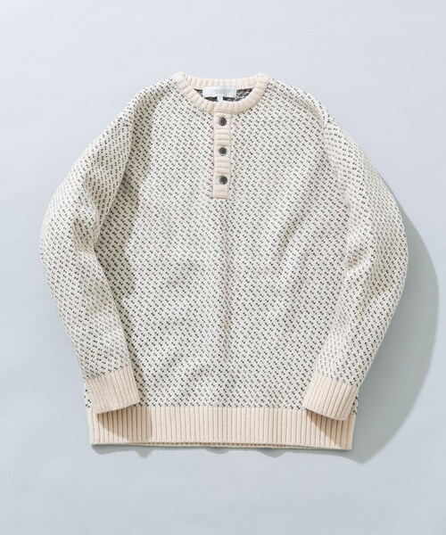 URBAN RESEARCH ROSSO（アーバンリサーチロッソ）の「『XLサイズあり』バーズアイ柄ヘンリーネックニット（ニット/セーター・メンズ・IVORY/BLACK/GREIGE/NAVY/GRAY・S/M/L/XL）」の13枚目の写真