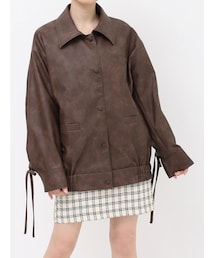 dazzlin | カフスリボンフェイクレザージャケット(ブルゾン)