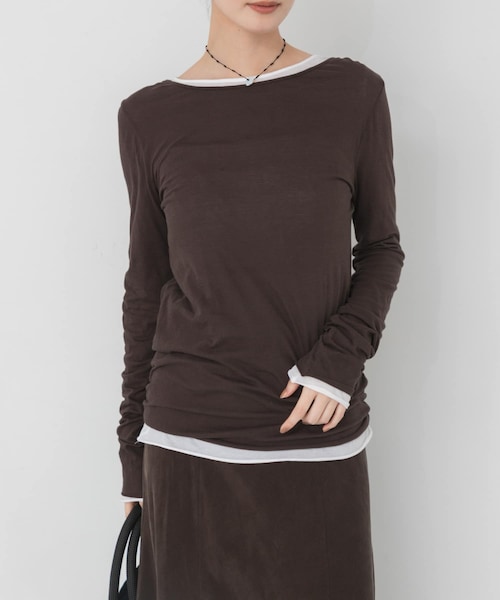 URBAN RESEARCH(アーバンリサーチ)の「THYARD ハイゲージカットソー(Tシャツ/カットソー・レディース・OFF WHITE/BLACK/BROWN・Free)」の3枚目の写真