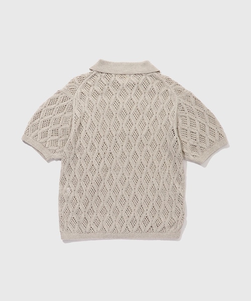 ADAM ET ROPE'（アダムエロペ）の「【Allege/アレッジ】Lace Hole Knit S/S Shirts（ニット/セーター・メンズ・チャコール/キナリ・3/4）」の17枚目の写真