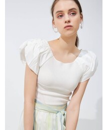 MERCURYDUO | 異素材ギャザースリーブコンパクトニット(ニット/セーター)