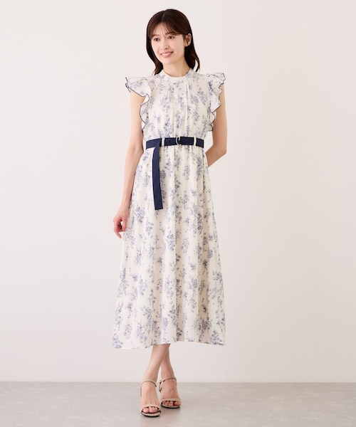 Jayro(ジャイロ)の「花柄プリント袖フリルワンピース(ワンピース・レディース・ブラック系/ホワイト系・M)」の1枚目の写真