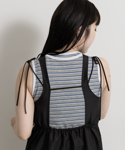 THE GOODLAND MARKET（ザグッドランドマーケット）の「&her　Border Tank（タンクトップ・レディース・GRAY/BROWN・FREE）」の3枚目の写真