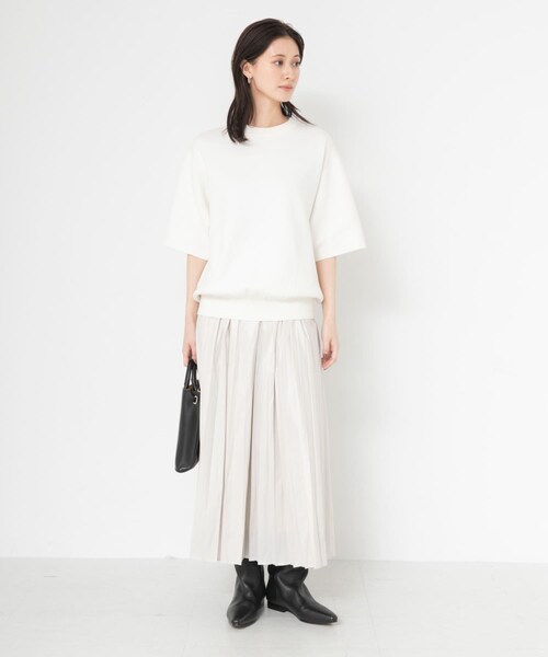 URBAN RESEARCH(アーバンリサーチ)の「コットンカシミヤハーフスリーブニット(ニット/セーター・レディース・OFF WHITE/GRAY/DRK NAVY・Free)」の5枚目の写真