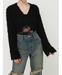 EVRIS | チュールミックスショートニットカーディガン(ニット/セーター)