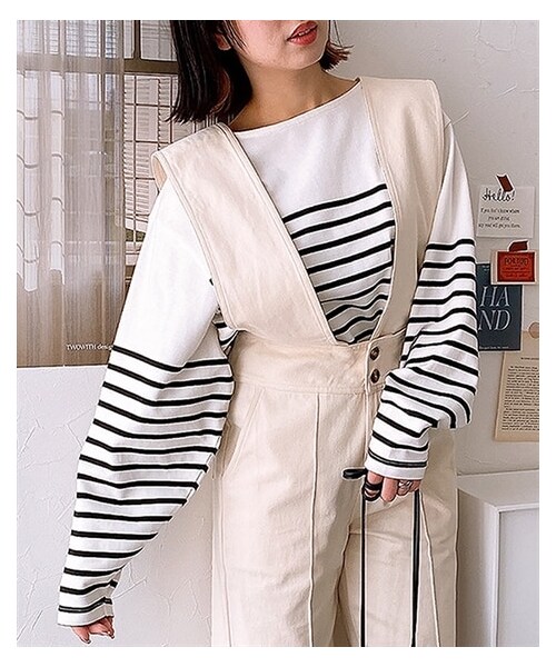 nissen（ニッセン）の「２ＷＡＹサロペットパンツ（パンツ・レディース・アイボリー/オリーブグレー・M/L）」の5枚目の写真