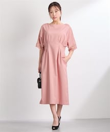 Nissen glamor | 【大きい胸専用】ウエストタック半袖レースドルマンワンピース(ワンピース)