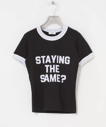 URBAN RESEARCH（アーバンリサーチ）の「Teya　Flock Letter Ringer T-shirts（Tシャツ/カットソー・レディース）」