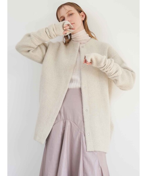 クリーニング済✨23AW✨エレンディーク　ラクーンミックスWカーディガン クリーニング済✨23AW✨エレンディーク ラクーンミックスWカーディガン