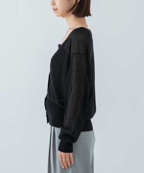 URBAN RESEARCH（アーバンリサーチ）の「カシミヤミックスVネックカーディガン（カーディガン/ボレロ・レディース・GRAY/ORANGE/BLACK・FREE）」の14枚目の写真