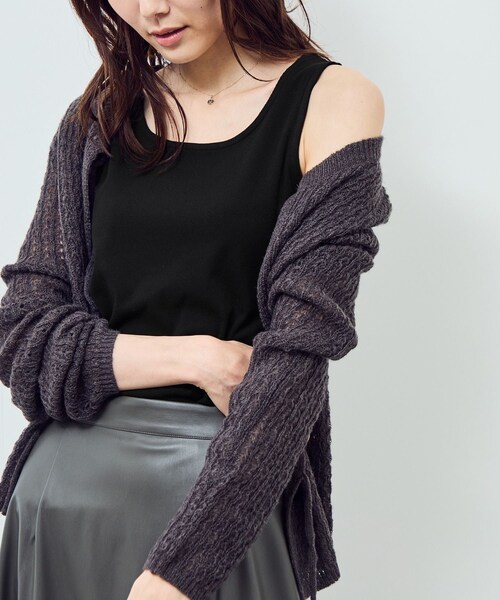 ROPE' PICNIC（ロペピクニック）の「ベーシックリブタンクトップ（タンクトップ・レディース・ブラック/オフホワイト/ブラウン/パープル系・M）」の2枚目の写真