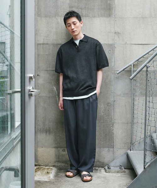 URBAN RESEARCH DOORS(アーバンリサーチドアーズ)の「『洗濯可/UVカット』『URTECH』Aircare ショートスリーブニットポロ(ニット/セーター・メンズ・BLACK/GRAY・M/L/XL)」の11枚目の写真