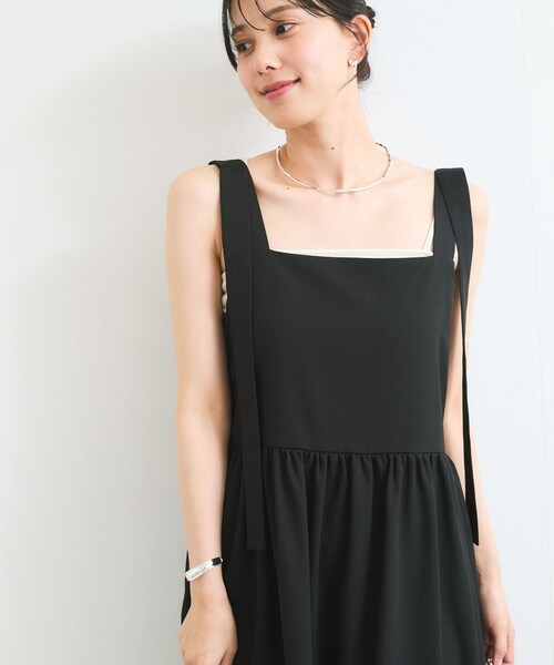 VIS（ビス）の「【WEB限定】ロングストラップリボンティアードワンピース（ワンピース・レディース・ブラック/ベージュ・F）」の12枚目の写真