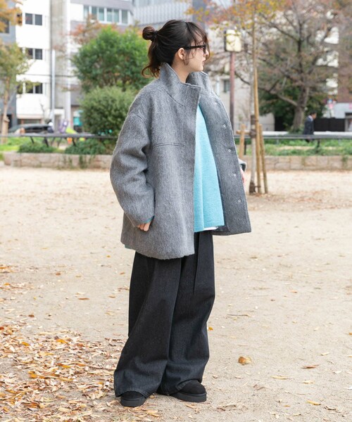 ITEMS URBANRESEARCH（アイテムズ アーバンリサーチ）の「スタンドカラーオーバージャケット（テーラードジャケット・レディース・BLU/CML/GRY・Free）」の11枚目の写真