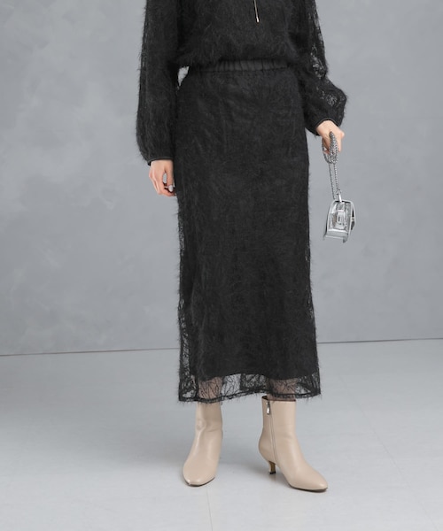 URBAN RESEARCH ROSSO（アーバンリサーチロッソ）の「フラワーチュールシャギースカート（スカート・レディース・IVORY/BLACK・FREE）」の2枚目の写真