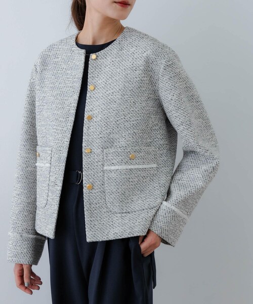 URBAN RESEARCH（アーバンリサーチ）の「ツイードノーカラージャケット（ノーカラージャケット・レディース・OFF MIX/BLACK MIX・FREE）」の5枚目の写真