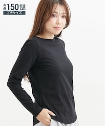 Petitjo | 小さいサイズ　綿混ボートネックカットソー　低身長さん・小柄女性(Tシャツ/カットソー)