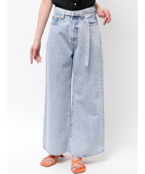 LAGUNAMOON（ラグナムーン）の「LMロゴセミワイドデニムパンツ（デニムパンツ・レディース・ブラック/アイスブルー/インディゴ・S/M）」の3枚目の写真