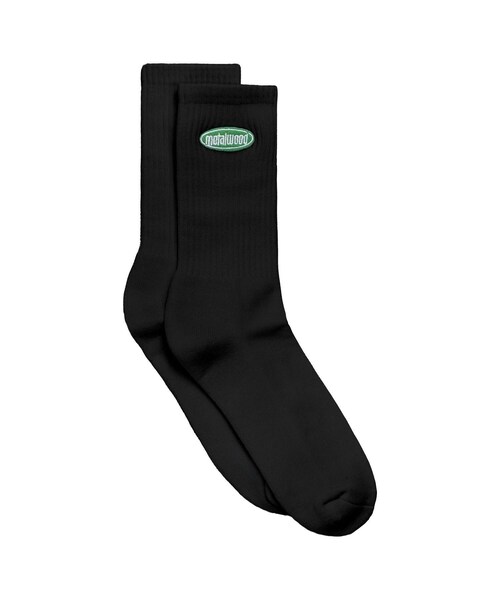 bonjour records（ボンジュールレコーズ）の「Metalwood Studio/メタルウッド・スタジオ Oval Logo Crew Sock（ソックス/靴下・レディース・ブラック・F）」の2枚目の写真