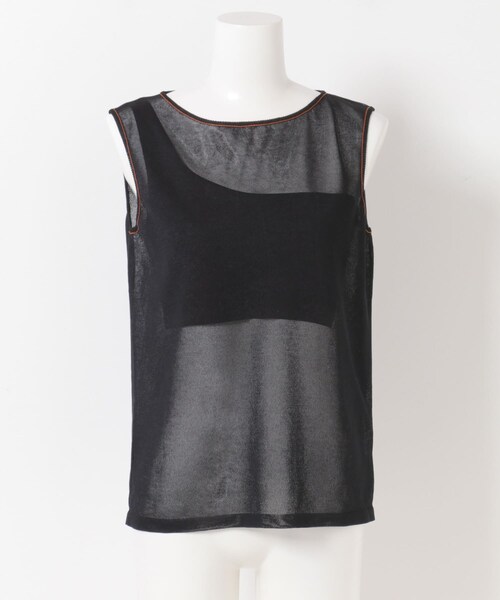 URBAN RESEARCH(アーバンリサーチ)の「NICENICE MOMENT SHEER NO-SLEEVE COMBO(ニット/セーター・レディース・BLACK/BABY PINK・1/3)」の4枚目の写真
