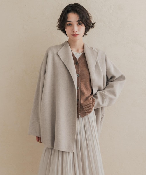 URBAN RESEARCH DOORS(アーバンリサーチドアーズ)の「ウールリバーミドルガウンコート(テーラードジャケット・レディース・杢BROWN/杢L.GREGE/CHECK・Free)」の2枚目の写真