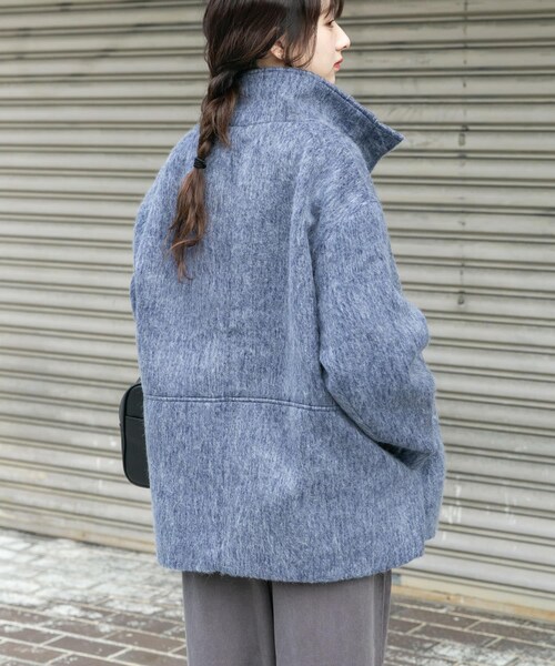 ITEMS URBANRESEARCH（アイテムズ アーバンリサーチ）の「スタンドカラーオーバージャケット（テーラードジャケット・レディース・BLU/CML/GRY・Free）」の20枚目の写真