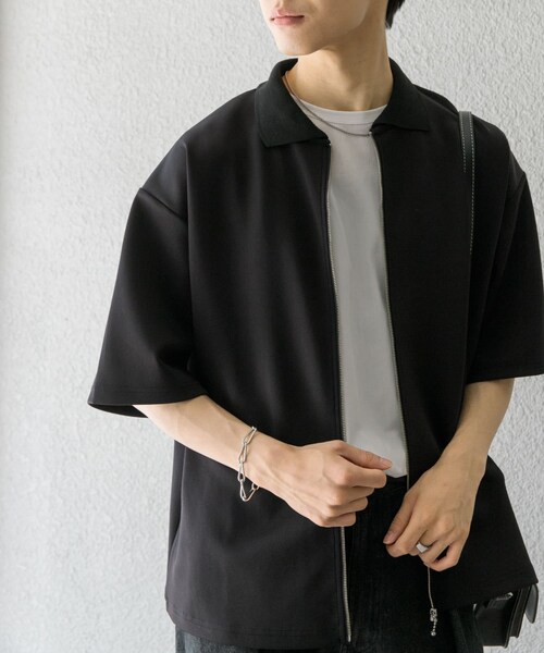 SENSE OF PLACE by URBAN RESEARCH（センスオブプレイスバイアーバンリサーチ）の「『ユニセックス』ZIPカーディガンTシャツ(5分袖)（カーディガン/ボレロ・メンズ・BEIGE/BLACK/BLUE・M/L）」の5枚目の写真