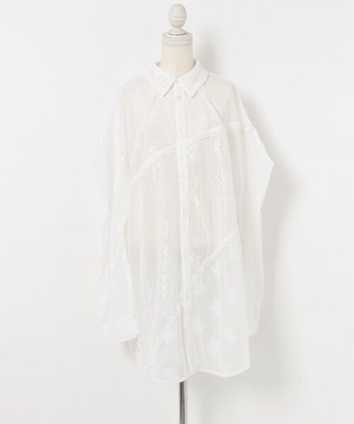 neith.tokyo Too Big Ribbon Lace Shirt