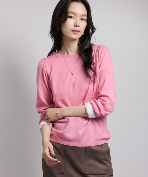 ROPE'（ロペ）の「袖ギャザークルーネックニットプルオーバー/イージーケア（ニット/セーター・レディース・ブラック/グレー/オフホワイト/レッド/ローズピンク・F）」の11枚目の写真