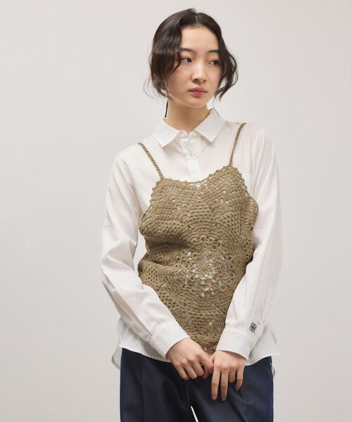 ADAM ET ROPE'（アダムエロペ）の「クロシェニットビスチェ（キャミソール・レディース・ホワイト/カーキ系・F）」の11枚目の写真