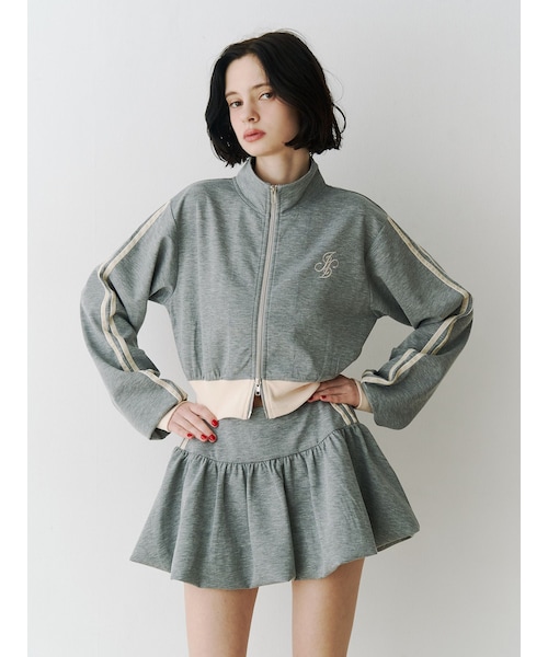 jouetie（ジュエティ）の「バイカラートラックジャケット【セットアップ対応】（その他トップス・レディース・アイボリー/グレー/ピンク・M）」の2枚目の写真