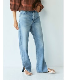 Ungrid | ハイウエストスリットストレートデザインデニム(デニムパンツ)